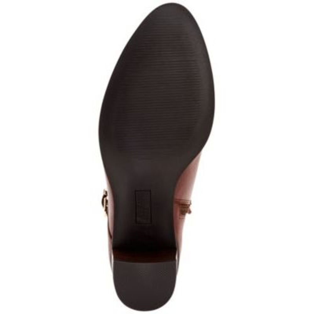 ALFANI Womens Brown Nadenne Almond Toe Block Heel Zip-Up Leather Booties 9.5 M - Picture 4 of 4
